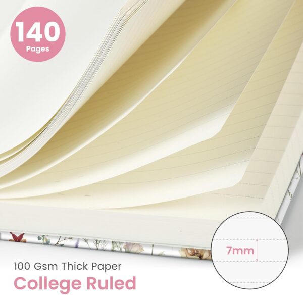 Taja Spiral Journal Notebook for Women, Pretty Hardcover Lined Notebook for Work & Note Taking, Aesthetic Cute Journal for Writing, 140 Pages, 6"x8", Floral