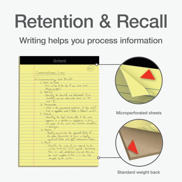 Oxford Premium Legal Pads, 12 Pack, Premium Note Pads, 50 Legal Rule 8.5" x 11" Sheets, Canary Yellow Paper with Firm Back, Professional Legal and Office Notepads