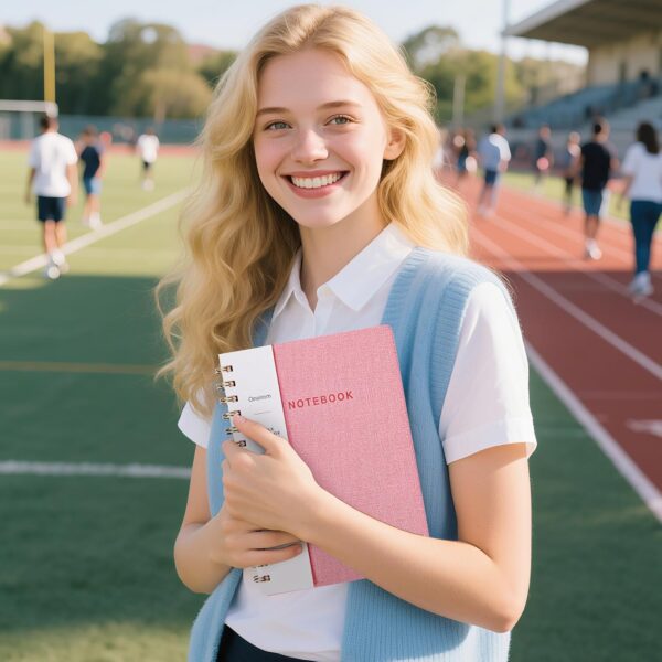 Spiral Notebook-5.75" x 8.125" College Ruled Journal with Inner Pockets and 160 Pages,PU Leather Cover Business Journal, Twin-Wire Binding Notebook Perfect for Office & Home School Supplies Reef Blue