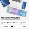 EPOMAKER TH108 Full Size Mechanical Keyboard, Wireless Gaming Keyboard with 8000mAh Battery, Creamy Gasket, 108 Keys, Hot Swap, Custom Driver, RGB Backlight (Blue&White, Creamy Jade)