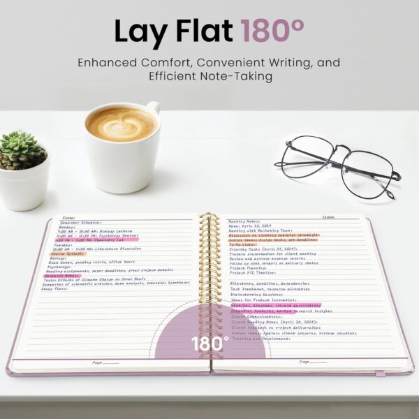 ZOTIA Lined Spiral Journal Notebook for Women, A5 College Ruled Journals for Writing, Hardcover Notebooks for Work, Note taking and Office School Supplies,140 Pages - Purple