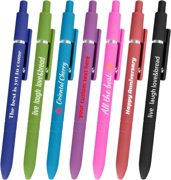 GigaGlow Custom Gel Pens 7-Pack 0.5mm Black Fine Point – Personalized Text/Logo/Image, Smooth Premium Writing for Journaling/Note-Taking/Office/School, Multiple Colors