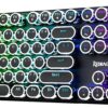 Redragon Typewriter Keyboard Wireless, Mechanical Gaming Keyboard, Bluetooth/2.4Ghz/Wired, RGB LED Backlit, Rechargeable, Blue Switch - Clicky, Solid Metal Panel, Round Keycaps, Black