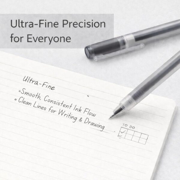 SEVEN86 0.38 mm Pen Gel Ink Ballpoint Pens - Fine Tip, Black Ink, Cap Type - Set of 10 - Gift for Students and Professionals