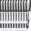 EYEYE Black Rollerball Pens 12 Pack, 0.7mm Medium Point Roller Ball Pen Quick Dry, Liquid Ink Pens Fine Point Smooth Writing Pen for Journaling, Note Taking, Office, School Supplies