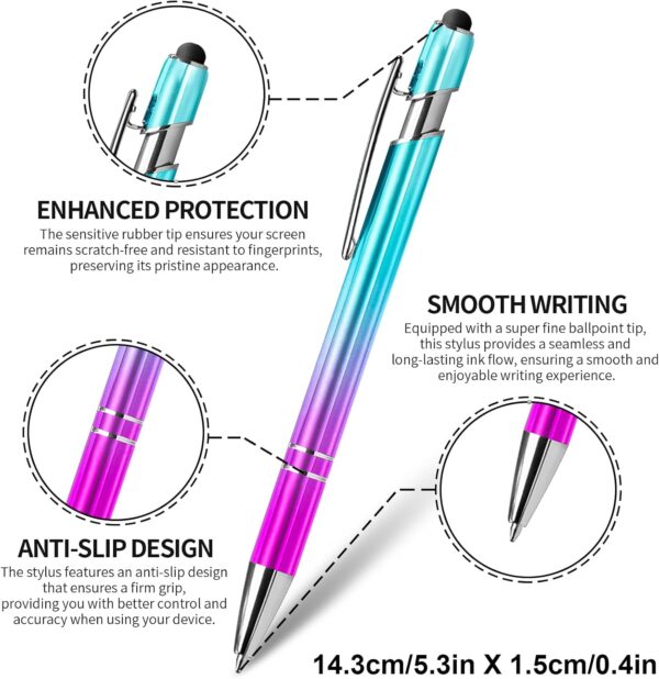 12 Pack Motivational Ballpoint Pen Set - Gradient Purple to Teal with Inspirational Quotes, Smooth Writing Metal Clip Pens for Office School Journaling, Encouragement Gift for Women Men Students