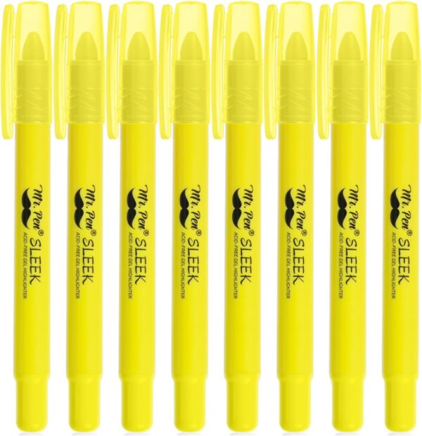 Mr. Pen- No Bleed Gel Bible Highlighters, Yellow, Pack of 8