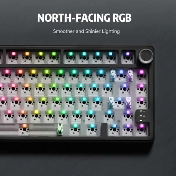 RK ROYAL KLUDGE R75 Wired Mechanical Gaming Keyboard, 75% Hot-Swap Mechanical Keyboard Volume Knob, Soft Pre-lubed Tactile Brown Switch