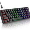 TECURS 60% Compact Mechanical Keyboard for Mac/Windows/PC, Ideal for Office & Gaming, 61 Keys RGB Backlit Wired Keyboard with Linear Red Switch for Fast Response & Smooth Typing, Black