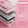 YUNZII B87 Wireless Mechanical Keyboard,QMK/VIA Programmable,TKL Layout 87 Keys,BT/2.4G/USB-C,Hot Swap Gasket Mount RGB Backlit Gaming with Wrist Rest for Win/Mac (Pink, Cocoa Cream V2)