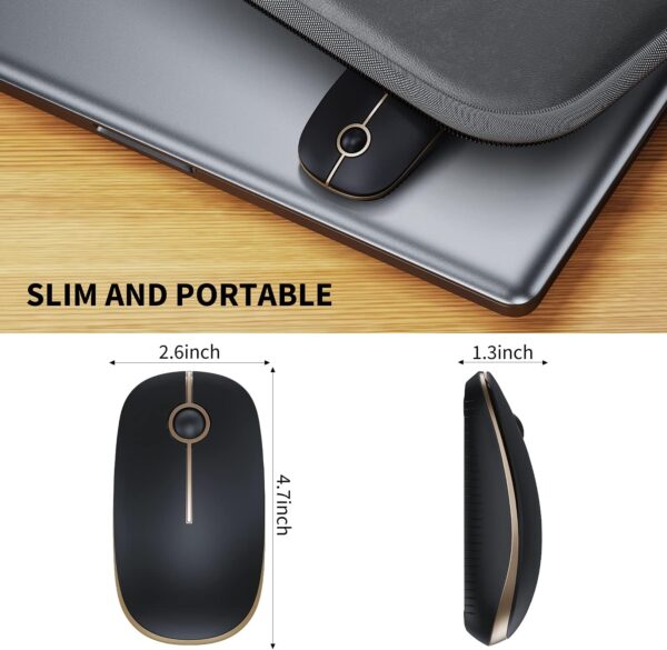 71feIvMR33L._AC_SL1500_.jpg VssoPlor Wireless Mouse, 2.4G Slim Portable Computer Laptop Mouse with Nano Receiver Quiet Silent Optical Mice for Notebook, PC, Laptop, Computer-Black and Gold