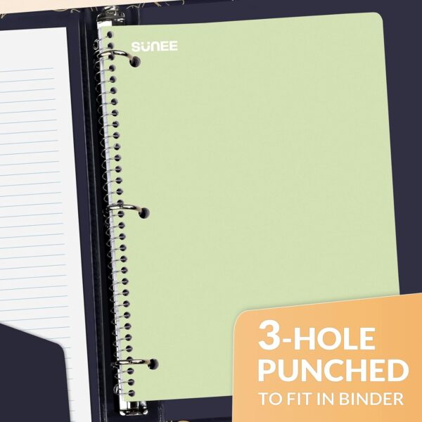 SUNEE Spiral Notebooks, 3 Pack, 1-Subject, College Ruled Paper, 8" x 10-1/2", 70 Sheets per Notebook, Assorted Aesthetic Colors Spiral Notebooks for School