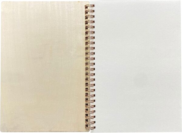 Cregugua 4 Pack A5 Wood Cover Jounal Notebook 40 Sheets Sketchbook 8.5 x 5.8 In Unlined Spiral Notebook for Crafting Project,Small Scrapbook