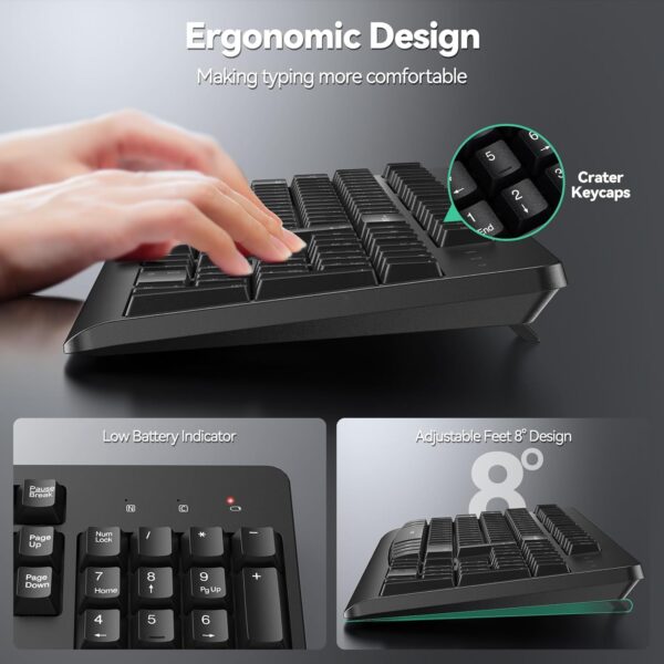 71gYfz7PumL._AC_SL1500_.jpg TECKNET Wireless Keyboard, 2.4G Silent Full-Size USB Keyboard with Number Pad, Ergonomic Keys & Adjustable Feet, Compatible with Laptop, PC, Desktop, Notebook, Windows 11/10/8/7 –Black