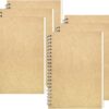 DSTELIN Blank Spiral Notebook, 6-Pack, Soft Cover, Sketch Book, 100 Pages / 50 Sheets, 7.5 inch x 5.1 inch, 100GSM, (Brown)