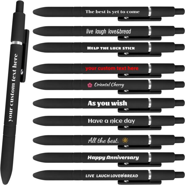 GigaGlow Custom Gel Pens 7-Pack 0.5mm Black Fine Point – Personalized Text/Logo/Image, Smooth Premium Writing for Journaling/Note-Taking/Office/School, Multiple Colors
