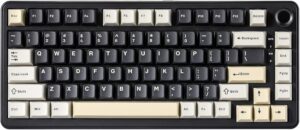 YUNZII B75 Mechanical Keyboard,75% Layout with Knob,Hot Swappable RGB Backlit YUNZII B75 Mechanical Keyboard,75% Layout with Knob,Hot Swappable RGB Backlit Gasket Mounted, Creamy Typing, Double-Shot PBT Keycaps,Cherry Profile,for Win/Mac (Black, Blue Grey Tactile Switch)