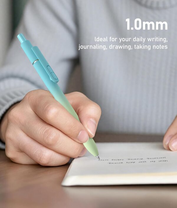 71hQhLb-NWL._AC_SL1500_.jpg 8 Pcs Black Ballpoint Pens - 1.0mm Medium Point Smooth Writing Black Ink Ball Point Pens | High-end Long Lasting Retractable Pen for School, Home, Office (Gradient-8pcs)