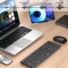Foldable Keyboard and Mouse, Folding Bluetooth Keyboard Mouse Combo, 2.4G Wireless + Bluetooth5.1 x 2, Portable Wireless Rechargeable Travel Keyboard Mouse for Windows Android MacOS iOS