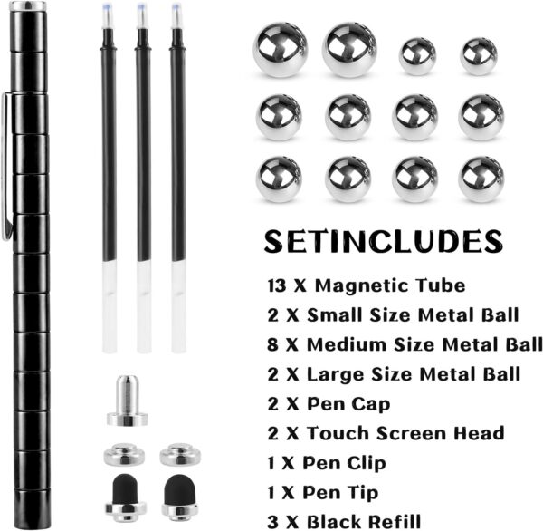 LARAH Black Fidget Pen Toy, Sensory Tool EDC Fidgeting Game for Adults, Cool Gadget Best for Stress and Anxiety Relief and Kill Time,Novelty Gifts for Teen and Adults