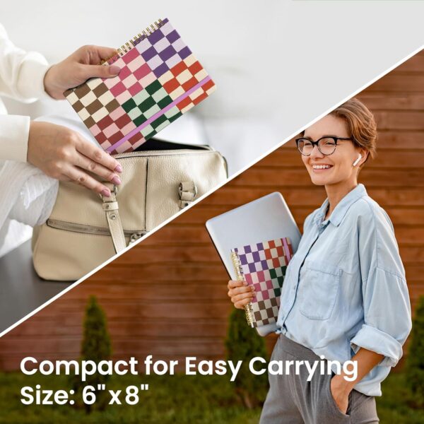 Taja Lined Spiral Notebook Journal for Women A5(5.8" × 8.3"), Cute Hardcover Notebook for Work, School & Note Taking, Pretty College Ruled Journal for Writing, 140 Pages, Checkered