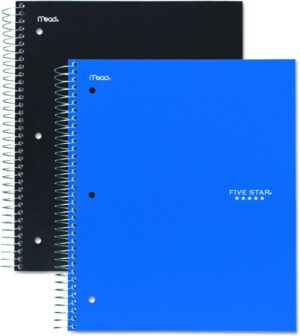 Five Star 06210 Wirebound 3-Subject Notebook, College Rule, 11 x 8 1/2, 150 Sheets, Assorted