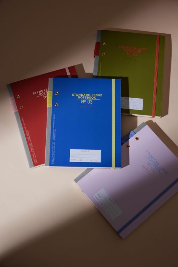 DesignWorks Ink Standard Issue Notebook No. 3 – 6.75" x 8.5" Undated Daily Planner & Writing Journal, 192 Lined Pages, Pen Holder, Small Notebook for Work & Journaling - Rosewood & Blush