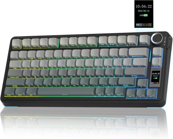 AULA S75 PRO Wireless Mechanical Keyboard with Screen&Knob, Tri-Mode Hot Swappable Gaming Keyboard 75%, Pre-lubed Switches, RGB Backlit, Side Printed PBT Keycaps, Creamy Sounding Computer Keyboards