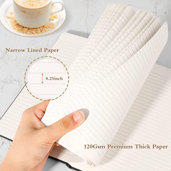 Huhuhero Lined Journal Notebooks for Work, Hardcover Leather Journals for Writing Women Men, 120Gsm Thick Paper College Ruled Notebook, Office School Supplies, 5.25"×8.25" (1, Matte Black)
