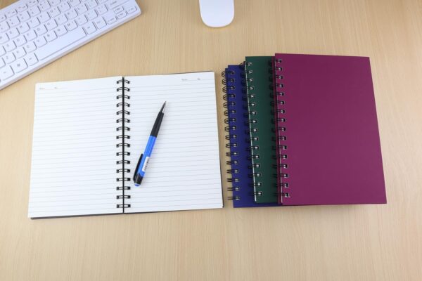 Spiral Notebook Journal,4 Pack A5 Hardcover Spiral Notebooks,5.7" x 8.5",160 Pages,100gsm Paper,College Ruled Journals for Study and Notes (Red, Green,Blue,Grey)