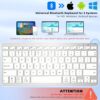 71l3mr4yWWL._AC_SL1500_.jpg Qulose Bluetooth Keyboard, Ultra-Slim Wireless Keyboard for iPad, Rechargeable Ergonomic Computer Keyboard for iOS, Android, Windows PC Tablets Phone, White Silver