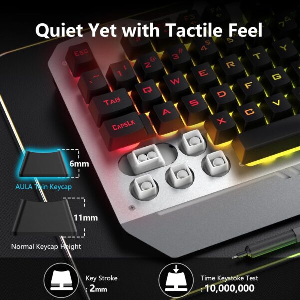 AULA Keyboard, T102 104 Keys Gaming Keyboard and Mouse Combo with RGB Backlit Number Pad, All-Metal Panel Waterproof Light Up PC Keyboard,USB Wired Computer Keyboards Gaming for Win XP/7/8/10 PC Gamer