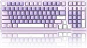 MageGee SKY98 Mechanical Gaming Keyboard, 96% Gasket Hot Swappable Wired MageGee SKY98 Mechanical Gaming Keyboard, 96% Gasket Hot Swappable Wired Custom Creamy Keyboard with 5-Layer Sound Dampening, RGB Backlit, NKRO for Win/Mac (Violet, Violet Switch)