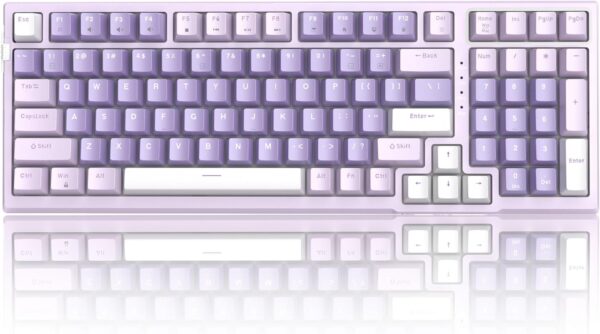 MageGee SKY98 Mechanical Gaming Keyboard, 96% Gasket Hot Swappable Wired MageGee SKY98 Mechanical Gaming Keyboard, 96% Gasket Hot Swappable Wired Custom Creamy Keyboard with 5-Layer Sound Dampening, RGB Backlit, NKRO for Win/Mac (Violet, Violet Switch)
