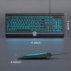 Large Print Backlit Computer Keyboard, USB Full Size Wired Keyboards with 7-Colors Backlight, Wrist Rest, Light Up Keyboard for Windows, PC, Laptop - Easy to See, Easy to Setup
