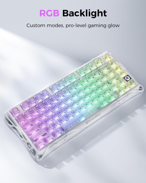 71nLscFjBGL._AC_SL1500_.jpg GravaStar Mercury K1 Lite 75% Gaming Keyboard, 2.4GHz/BT/Wired Tri-Mode Wireless Keyboard, Gasket Hot Swappable Mechanical Keyboard, Pre-lubed Linear Switches, RGB Backlit (Crystal Aurora)