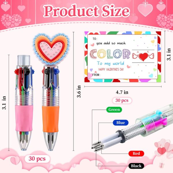 71nT8se6gGL._AC_SL1500_.jpg CZWZ 30Pcs Mini Multicolor Pen in One 4-in-1 Cute Pens Bulk for Kids, Ballpoint Pens for Birthdays and Children's Parties, Fun Pens Gifts Assorted Ink Kawaii Pen(Valentine)