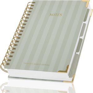 Aesthetic Thick Spiral Notebook With Tabs - Premium Journal For Aesthetic Thick Spiral Notebook With Tabs - Premium Journal For Women Size B5 - College Ruled Note Book With 300 Lined Pages and Dividers - Perfect For Writing And Staying Organized at Work or School