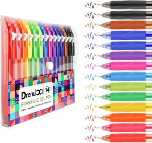 Drenubal 14 Colors Retractable Erasable Gel Pens, Fine Point, Assorted Color Inks for Drawing Writing, Office - Gift Set for Students, Kids & Artists