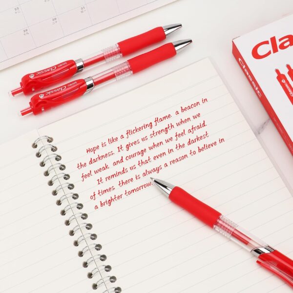 71oOUDIhzuL._AC_SL1500_.jpg Classic Retractable Gel Roller Pens, 0.7mm Fine Point, Red Ink (Red - 12 Packs)