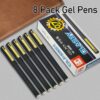 WQN WUQIANNIAN 8 Pack Gel Pens for Women Men, 0.7mm Quick Drying Bullet-point Black Ink Pens, Smooth Writing Pens for Note-Taking, Office School Supplies, Gifts.