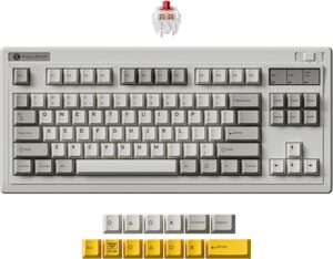 Keychron R3 Retro Wireless Mechanical Keyboard, 80% TKL Hot Swappable Keychron R3 Retro Wireless Mechanical Keyboard, 80% TKL Hot Swappable RGB Linear Super Red Switch, QMK Tri-Mode(2.4 GHz/Bluetooth/Wired), Compatible with Mac PC Linux
