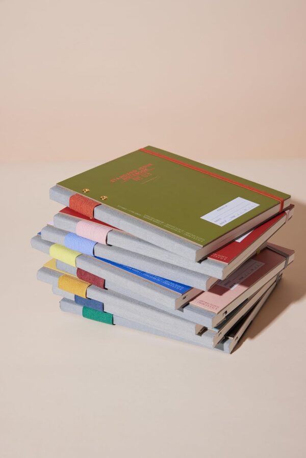 DesignWorks Ink Standard Issue Notebook No. 3 – 6.75" x 8.5" Undated Daily Planner & Writing Journal, 192 Lined Pages, Pen Holder, Small Notebook for Work & Journaling - Rosewood & Blush