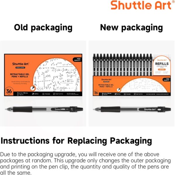 Shuttle Art Black Gel Pens, 36 Pack(18 Gel Pens with 18 Refills) Retractable Medium Point Rollerball Gel Ink Pens Smooth Writing with Comfortable Grip