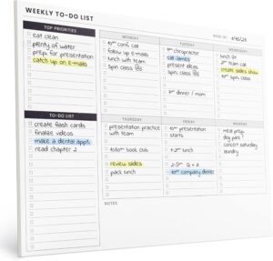 Weekly Planner Pad: To Do List Desk Notepad with Multiple Weekly Planner Pad: To Do List Desk Notepad with Multiple Sections - 8.5x11" 52 Sheets - Undated Tear Off Notebook Calendar - Habit Planning Tracker, Task Goal Checklist Organizer - Agenda Plan Pad
