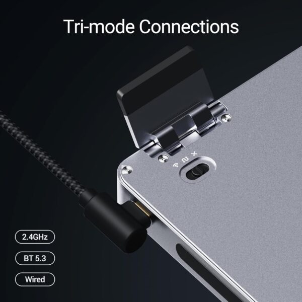 71qPjfcjwfL._AC_SL1500_.jpg LOFREE Flow2 Low-Profile Mechanical Keyboard, Aluminum Alloy with Void Linear Switches, Rechargeable Wireless Keyboards with 3 Mode Connections for Windows, macOS (Silver with Silence, 100 Keys)