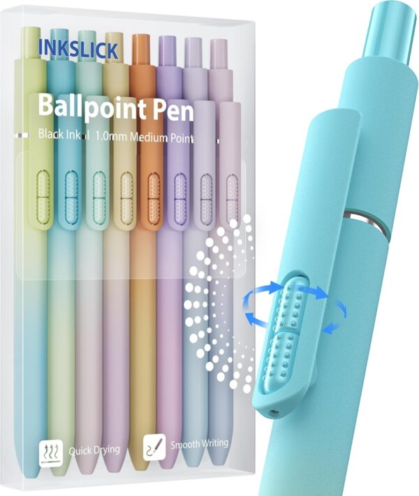 8 Pcs Black Ballpoint Pens - 1.0mm Medium Point Smooth 8 Pcs Black Ballpoint Pens - 1.0mm Medium Point Smooth Writing Black Ink Ball Point Pens | High-end Long Lasting Retractable Pen for School, Home, Office (Gradient-8pcs)