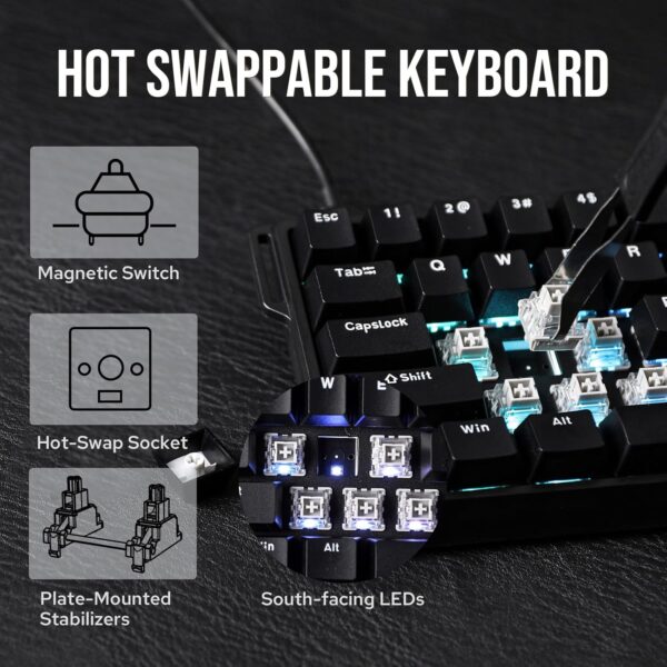71rf25NlEZL._AC_SL1500_.jpg EPOMAKER Aula WIN60 HE 60% Wired Magnetic Keyboard with Adjustable Actuation, 8000 Hz Polling Rate, Hall Effect Switches, Hot-Swap, for FPS Games (Black)