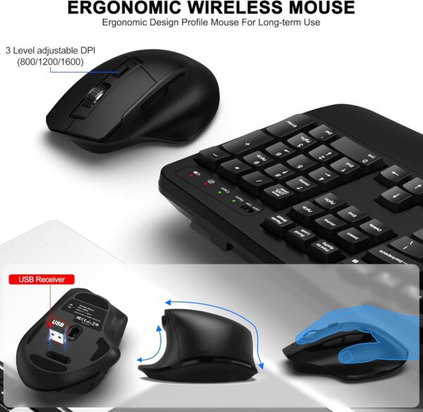 71rrZirq83L._AC_SL1500_.jpg Wireless Keyboard and Mouse Combo, 2.4G Full Size Wave Keys Ergonomic Keyboard with Wrist Rest, Phone Holder, 3-Level DPI Adjustable Wireless Ergonomic Mouse for Windows, Mac Desktop/Laptop/PC(Black)