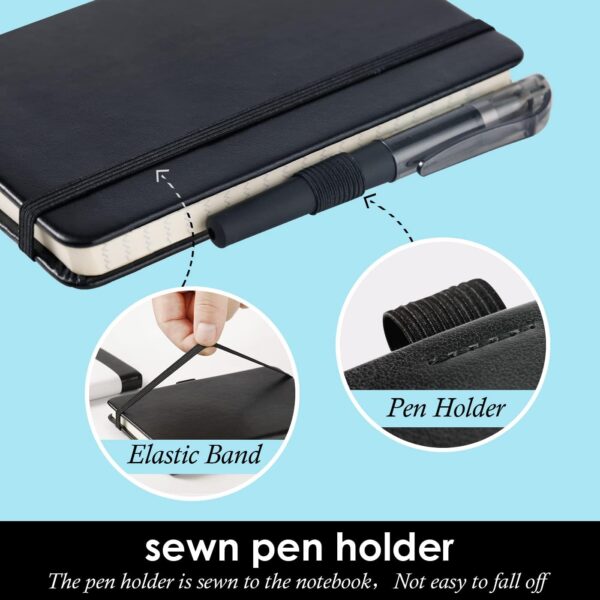 NIRMIRO (3 Pack) Pocket Notebook Journal, Hardcover Small Mini Notebooks with Pens for Work, 3.7" x 5.7" A6 Notebook College Ruled with 100Gsm Premium Thick Lined Paper, Black Leather